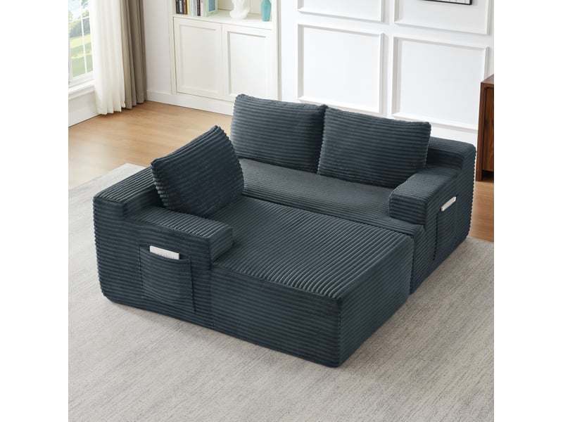  Canapé d'angle modulable convertible 4 places 238x152x66 cm gris foncé  - Conforama D
