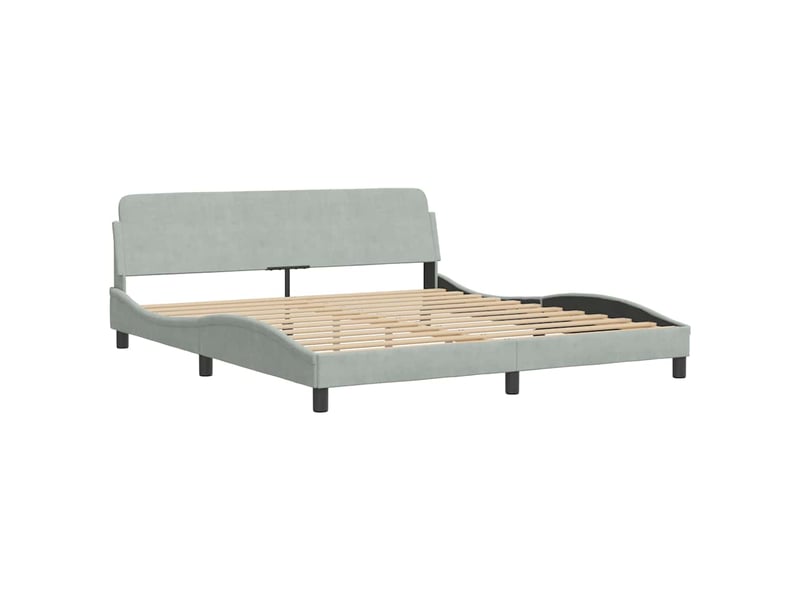  Lit double- lit adulte -  cadre de lit sans matelas hanko gris clair 180x200 cm velours  - Conforama C