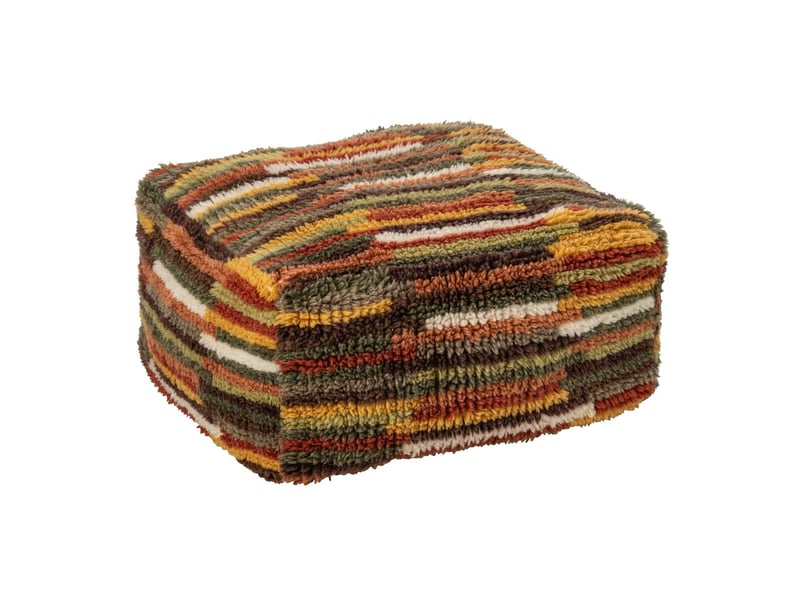  Pouf géométrique en laine olivier 60cm multicolore  - Conforama A