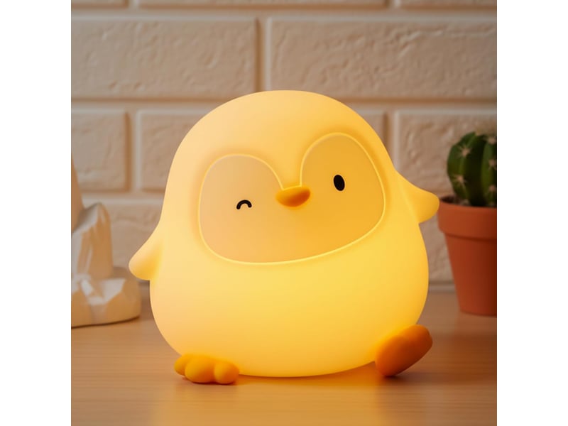  Veilleuse pingouin en silicone pour enfants, rechargeable, 50 h d’autonomie, commande tactile, minuterie  - Conforama A