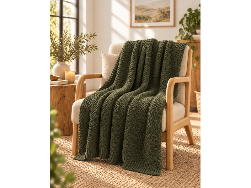  Plaid 125 x 150 cm polyester tricot uni olympia kaki 15697 - Conforama A