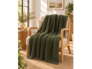 Plaid 125 x 150 cm polyester tricot uni olympia kaki