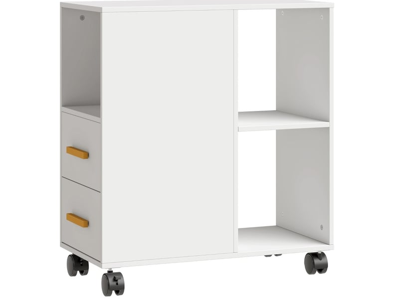  Meuble imprimante 60x30x65 cm avec roulettes bois blanc  - Conforama A