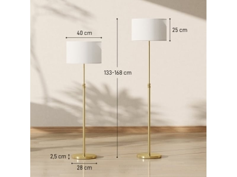  Lampadaire 40x40x168 cm réglable métal doré  - Conforama E