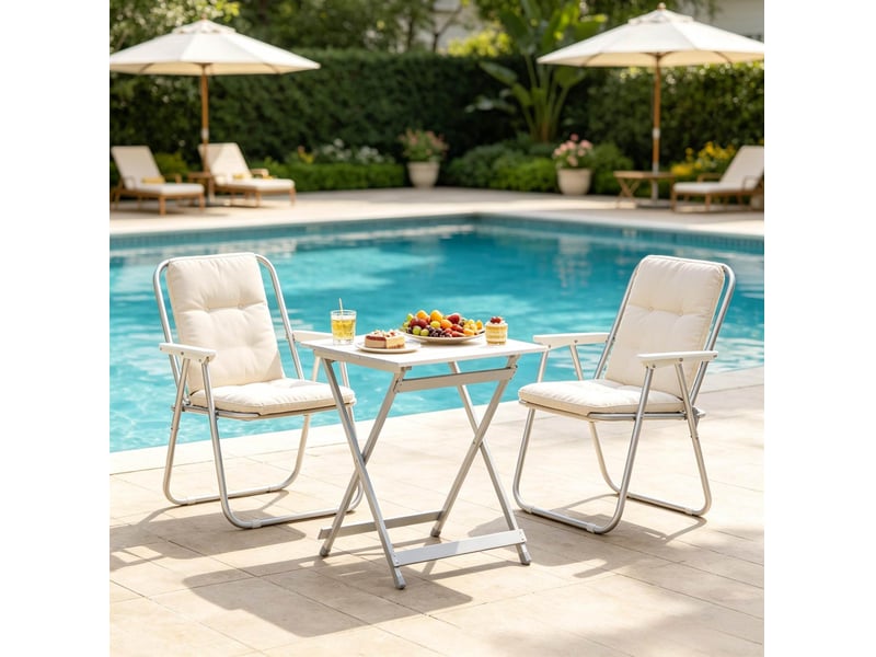 Table d'appoint pliante d'extérieur 47 x 50,5 x 59,5 cm – argent – gain de place pour balcon et camping - Conforama B