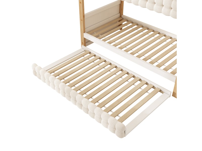 Lit superposé cabane 90x200 cm, lit gigogne 90x190, escalier rangement et bouclette IKSETERA TRADING LTD - Conforama R