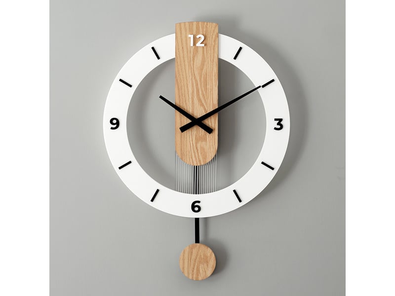  Horloge murale à balancier – horloge murale artistique – mouvement à quartz – horloge murale créative – blanc, 12 pouces  - Conforama A