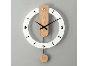Horloge murale à balancier – horloge murale artistique – mouvement à quartz – horloge murale créative – blanc, 12 pouces