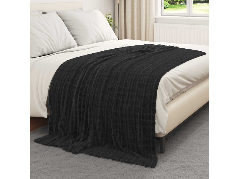  Couverture jetée de canapé noir 200x150 cm 0.75 kg toison  - Conforama C