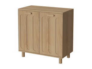 Meuble à linge 66x35x67 cm en mdf coloris chêne avec 2 paniers amovibles