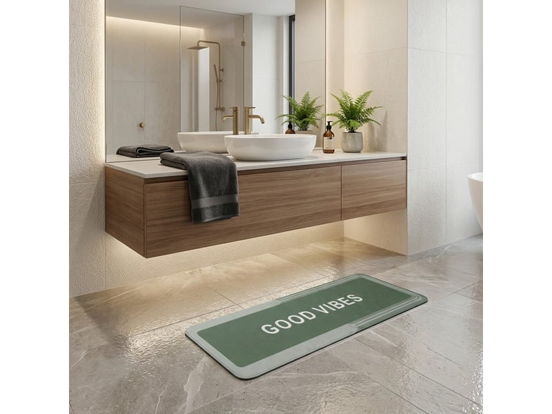 Tapis de bain antidérapant absorbant 50x80 cm elenne - vert foncé  - Conforama B