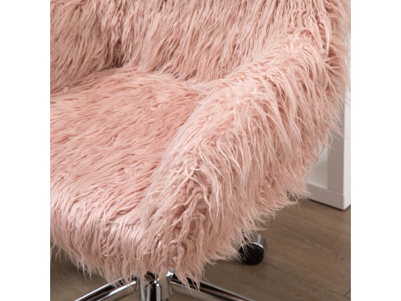  Chaise de bureau faler fauteuil pivotant réglable en hauteur fausse fourrure rose argent  - Conforama E