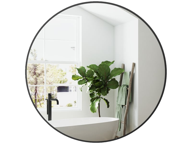  Miroir rond miroir salle de bain cadre en métal facile à installer, pour chambre, salon, entrée, ø 70 x 2,5 cm noir  - Conforama B