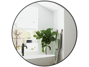Miroir rond miroir salle de bain cadre en métal facile à installer, pour chambre, salon, entrée, ø 70 x 2,5 cm noir