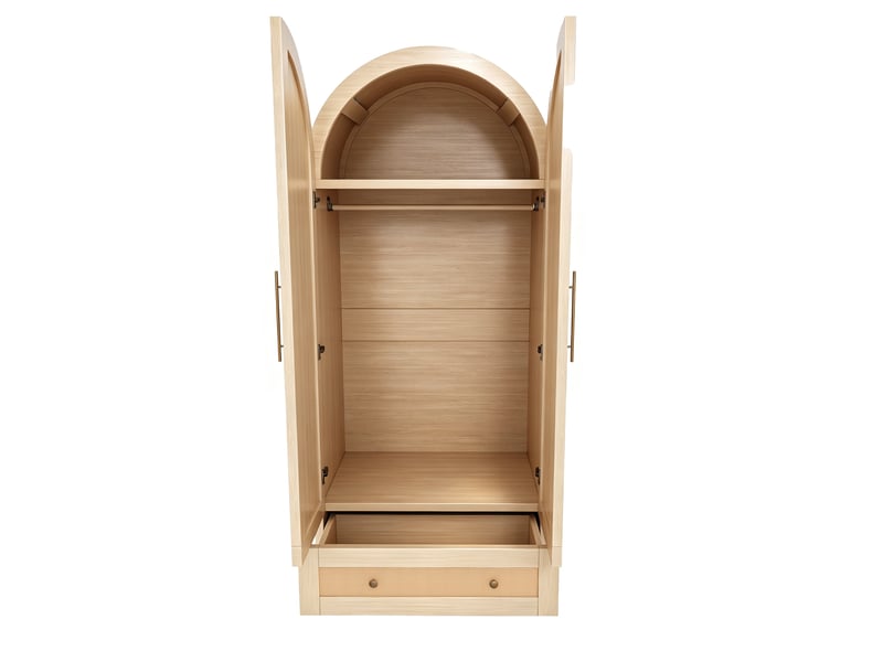 Armoire à 2 portes avec 2 tiroirs et niche, portes aspect rotin, pour chambre, bois couleur bois, 70 × 55 × 170 cm - Conforama E