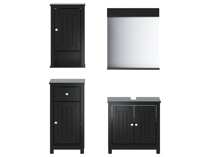  Ensembles de salle de bain, meubles de salle de bain 4 pcs berg noir bois de pin massif cf64783  - Conforama A