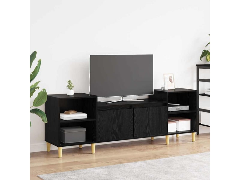  Meuble tv - banc tv - meuble de rangement 160 x 35 x 55 cm chêne noir bois d'ingénierie  - Conforama B