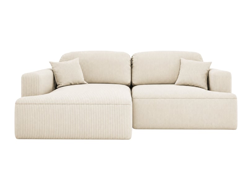  Chiara - canapé d'angle convertible petit velours côtelé 4 places beige gauche  - Conforama A