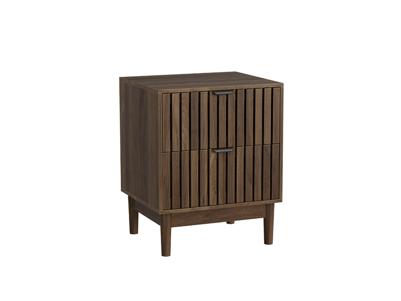  Table de chevet 2 tiroirs en mdf coloris noyer 45 x 39 x 56,5 cm W3180P567363 - Conforama B