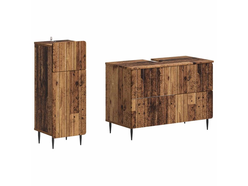Ensemble de 2 meubles de salle de bain zwolle bois ancien cf63227 - Conforama A