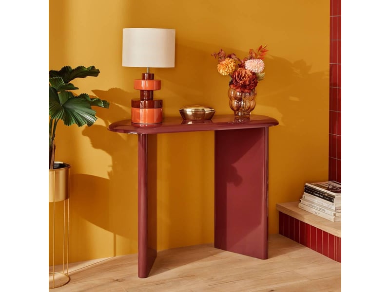  Console ovale douglas 40x100cm bordeaux finition laquée brillante DOUGLAS - Conforama E