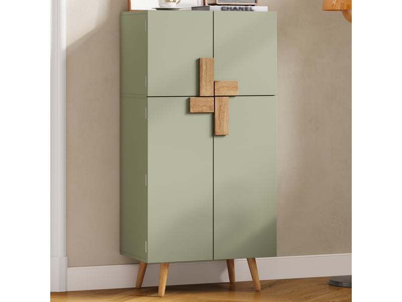 Armoire de cuisine colonne haute avec 4 portes, rangement avec étagères sur portes et tablettes réglables - Conforama D