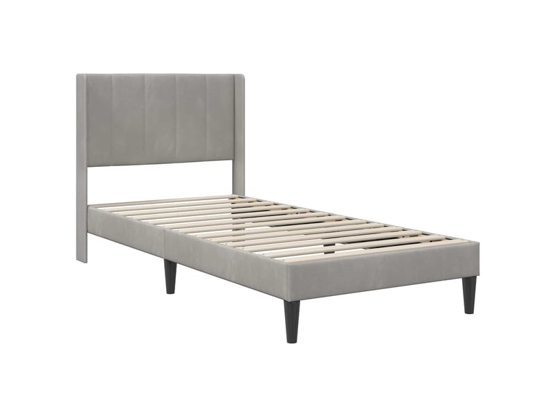 Lit simple- lit adulte - cadre de lit avec tête de lit gris clair 80 x 200 cm velours - Conforama B