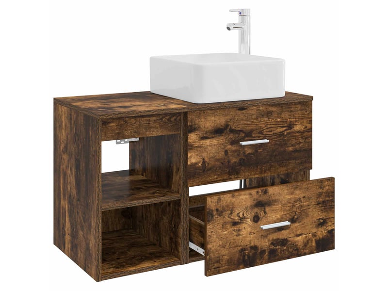  Ensemble de mobilier de salle de bain 2 pcs chêne fumé shl40  - Conforama D