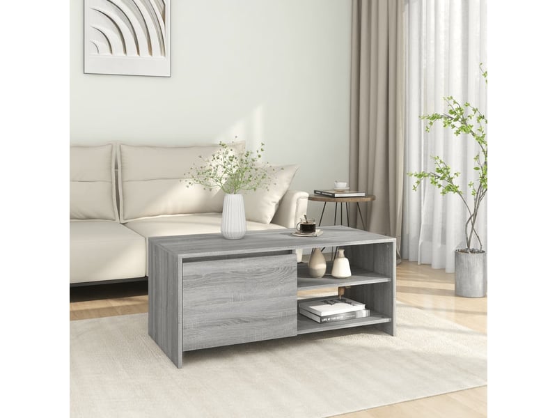  Table basse rectangulaire | table de salon sonoma gris 102x50x45 cm bois d'ingénierie  - Conforama B