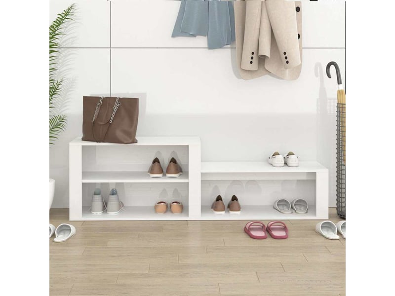  Meuble à chaussure | armoire à chaussure blanc brillant 150x35x45 cm bois ingénierie  - Conforama C