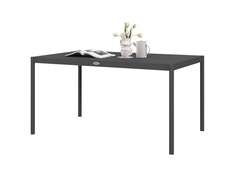  Table de jardin rectangulaire 6 personnes aluminium gris 145 x 90 x 74 cm  - Conforama B