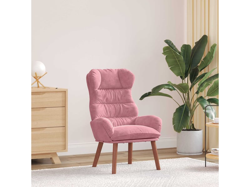 Vidaxl fauteuil rose 69 x 74 x 93 cm velours  - Conforama B