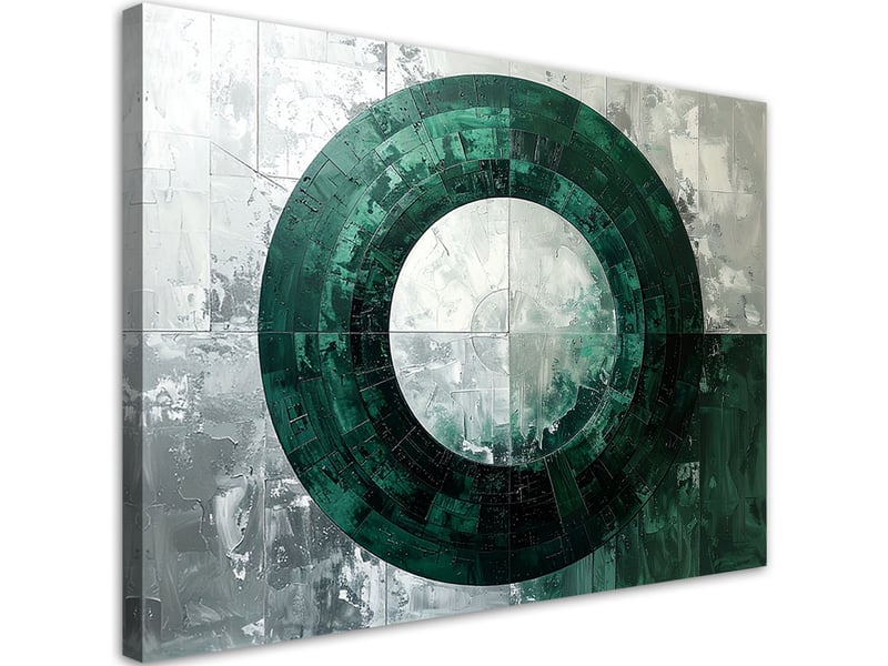 Tableau moderne, cercle géométrique vert 60x40 1334480530 - Conforama A