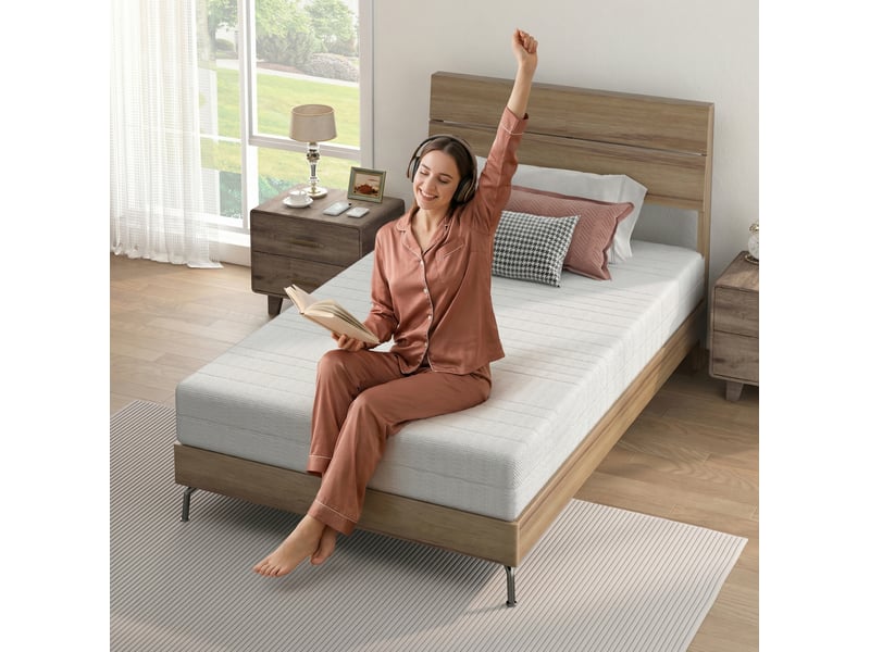  Matelas en mousse à mémoire de forme à soutien moyen avec housse 3d amovible et lavable, blanc 140 × 200 × 16 cm  - Conforama B