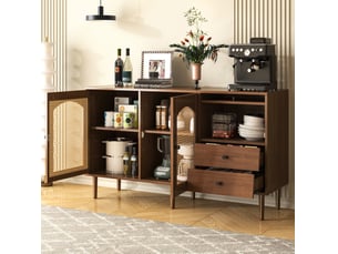Buffet 2 porte(s)  3 tiroir(s) <strong>DESVIAE</strong> <strong></strong> - 130 cm coloris marron 