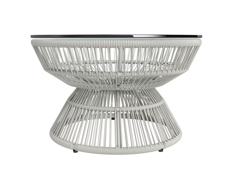 Table basse de jardin ronde, table d'appoint rotin pe gris clair 60x60x37cm - Conforama A