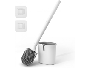 Brosse wc en silicone, brosse wc plate, brosse wc à séchage rapide, fixation muralesol, blanche