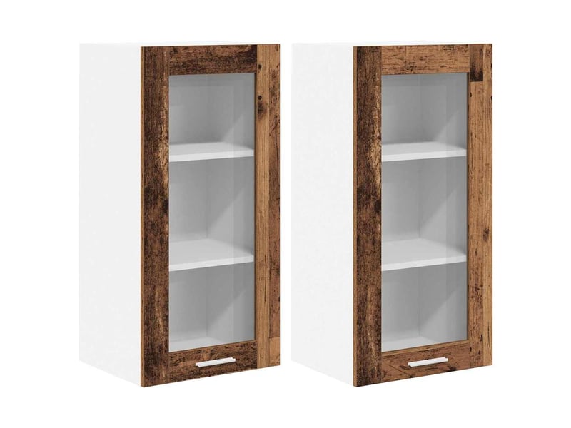 Meuble de rangement cuisine, armoire suspendue 2 pcs bois ancien bois d'ingénierie shl4472 - Conforama A