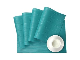 Set de table pvc antidérapant lavable résiste à la chaleur rectangulaire vinyle sets de table pour restaurant, table à manger en cuisine ou salle à manger, 45 x 30 cm lot de 6 (bleu)