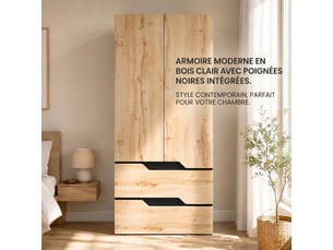 Armoire WELLTIN coloris bois clair largeur 90 cm