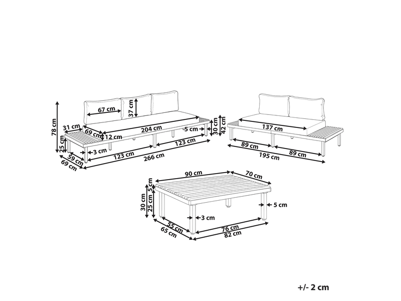 Ensemble de salon de jardin avec table 5 places fivizzano acacia beige - Conforama C