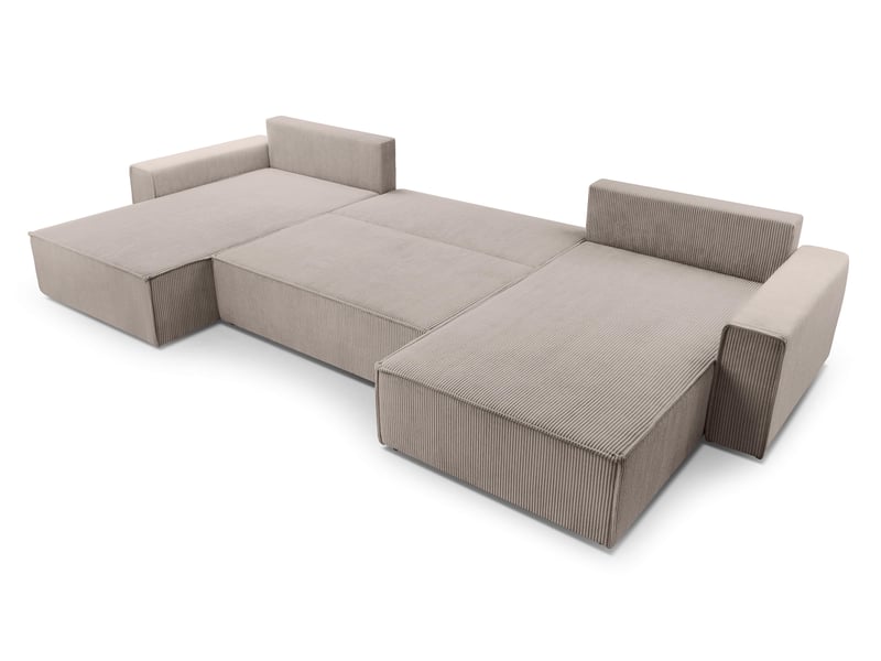 Canapé d’angle en velours côtelé blanc cedria – 287 cm Cedria U - Conforama C