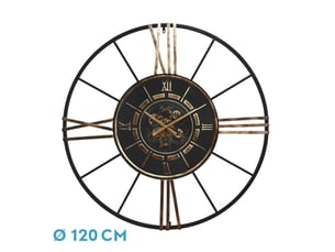 Horloge murale fabrilamp cañete 120 x 120 cm noir doré engrenages mobiles