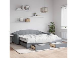 Lit adulte, lit simple, lit de jour avec gigogne et tiroirs sans matelas 100x200cm cf18225