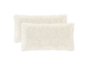 Lot de 2 coussins avec oreiller, coussins décoratifs heerlen blanc fleece pv cf50399