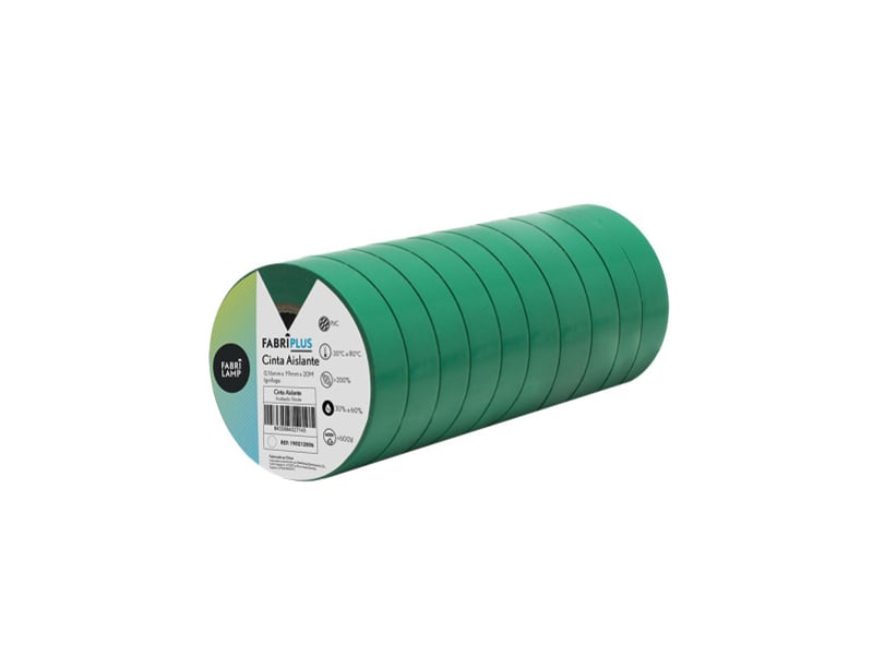  Ruban isolant pvc fabrilamp aislante 19 mm x 20 m vert 190212006 - Conforama C