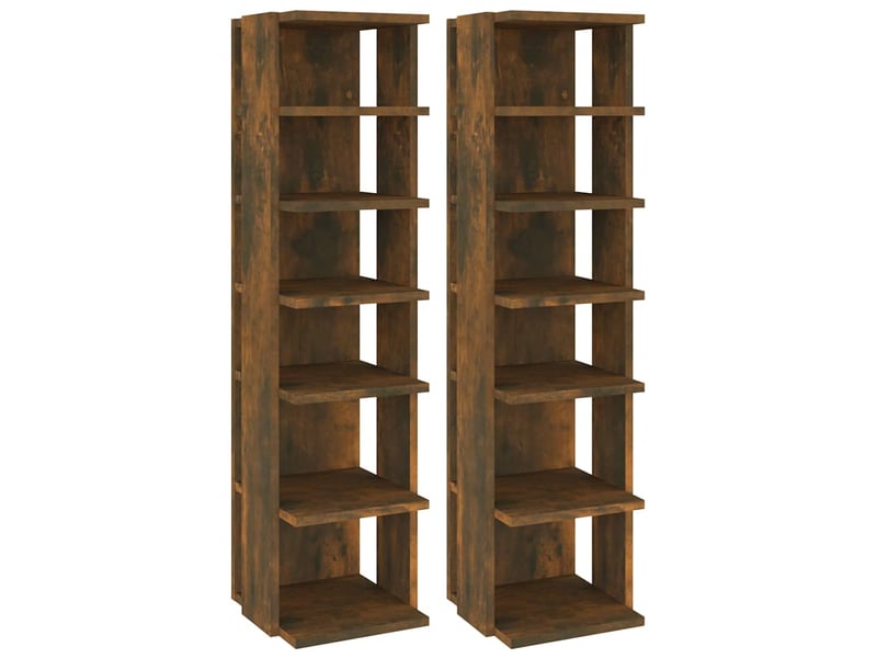  Étagères à chaussures 2 pcs chêne fumé 27,5x27x102 cm  - Conforama A
