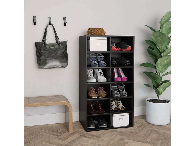  Meuble à chaussures, étagère à chaussures noir 54x34x100,5 cm bois d'ingénierie  - Conforama B