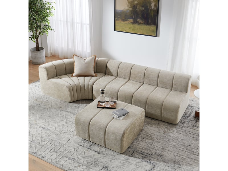  Canapé d’angle modulable 4 places avec pouf indépendant – mousse haute résilience – marron  - Conforama D