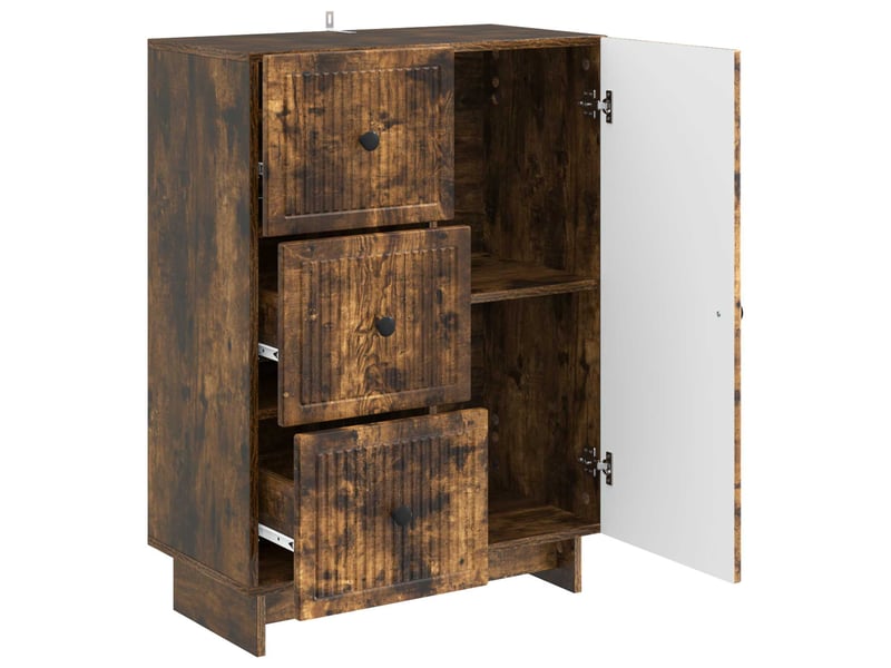  Buffet - bahut - meuble de rangement chêne fumé 66 x 34,5 x 90 cm bois d'ingénierie  - Conforama E